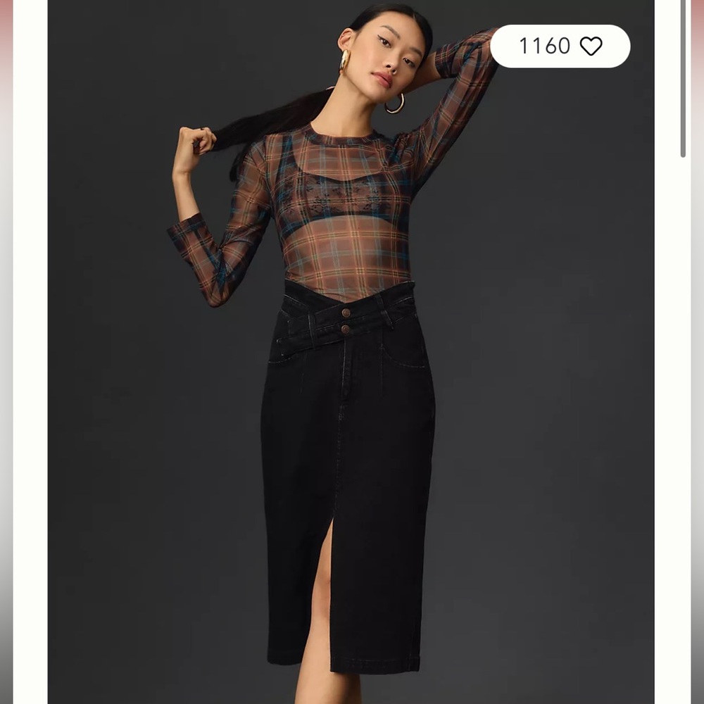 NWT Anthropologie The Arden Double-Waist Midi Skirt by Pilcro
